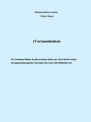 cover image of (Vor) ausdenken
